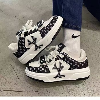 Unisex sportske casual tenisice, niski gornji dio, uzorak s slovima, gumeni potplat, peta 3-5 cm