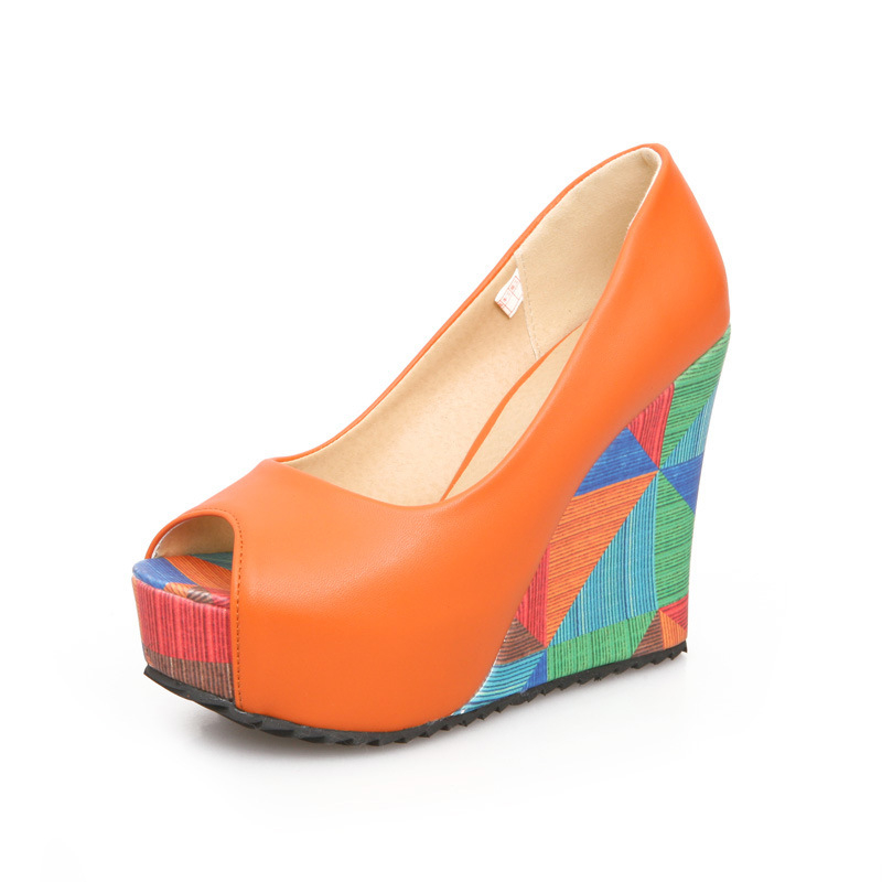 Sandale na platformi s otvorenim prstom u obliku riblje usta, gornji materijal Microfiber, potplat guma, unutarnji PU, stil ležeran (Upper: Microfiber; Toe: Fish-mouth; Sole: Rubber; Interior: PU; Style: Leisure)
