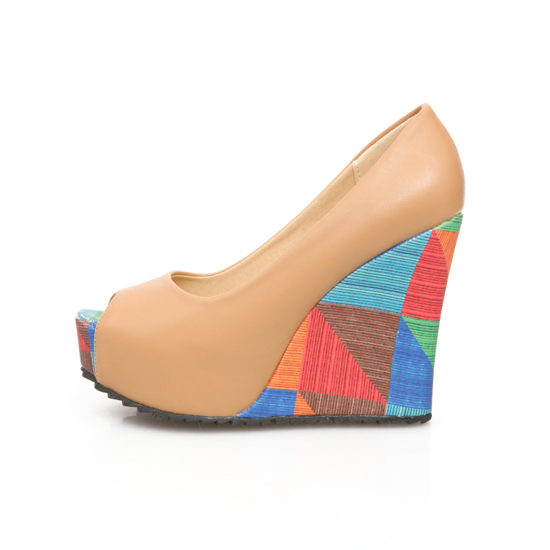 Sandale na platformi s otvorenim prstom u obliku riblje usta, gornji materijal Microfiber, potplat guma, unutarnji PU, stil ležeran (Upper: Microfiber; Toe: Fish-mouth; Sole: Rubber; Interior: PU; Style: Leisure)