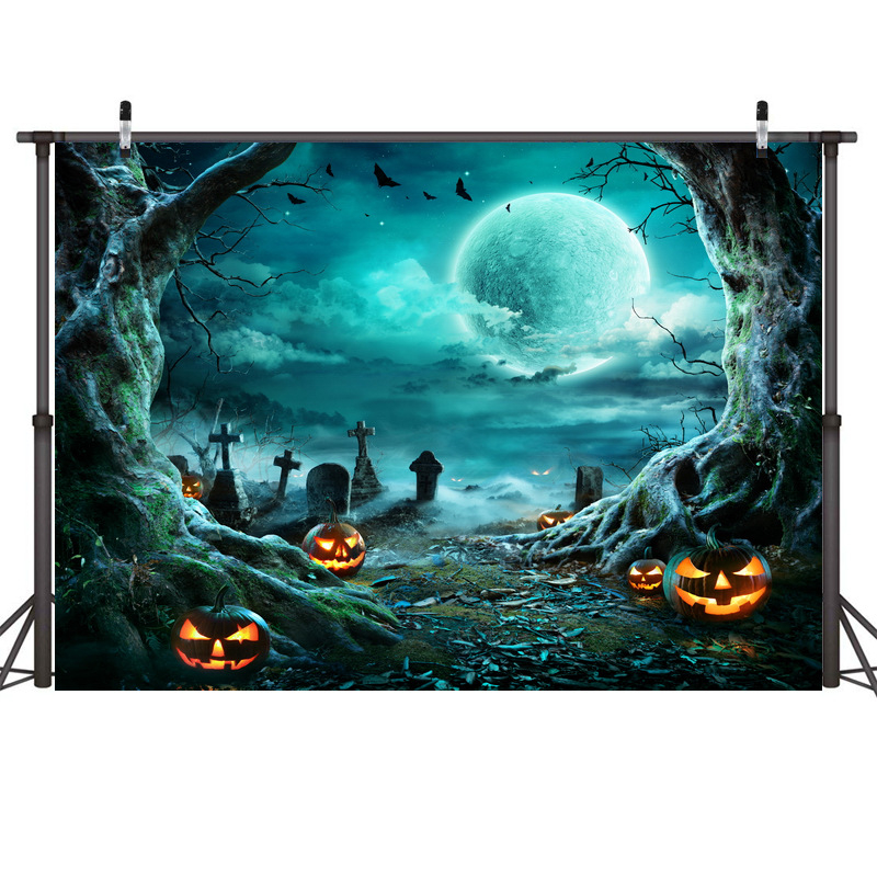Țesătură de fundal pentru decor de Halloween, material țesătură foto, stil Halloween, potrivit pentru filmări în scenă, model W (Brand HANSHANG)