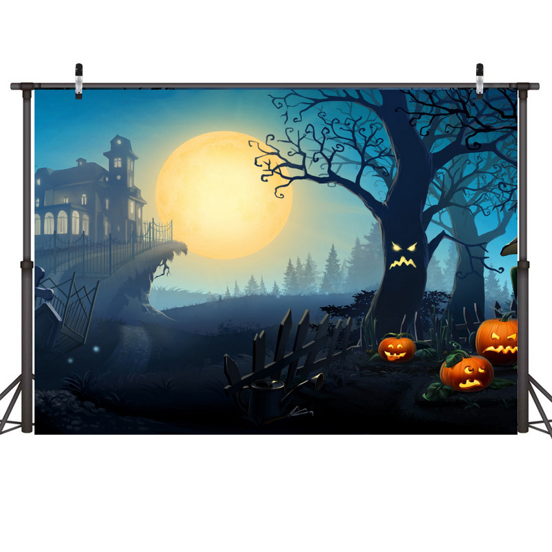 Țesătură de fundal pentru decor de Halloween, material țesătură foto, stil Halloween, potrivit pentru filmări în scenă, model W (Brand HANSHANG)