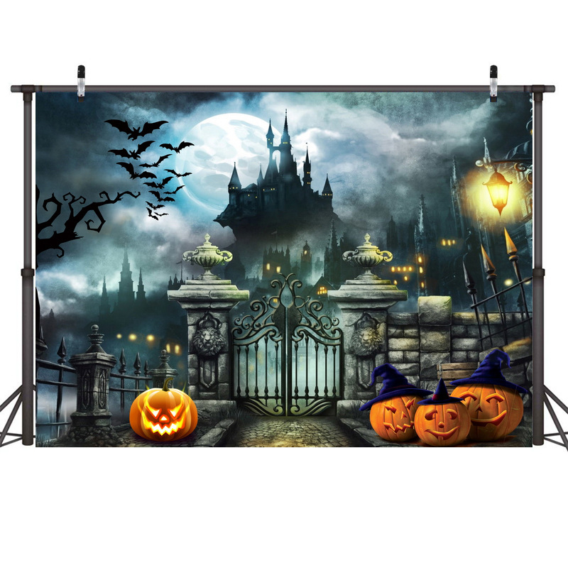 Țesătură de fundal pentru decor de Halloween, material țesătură foto, stil Halloween, potrivit pentru filmări în scenă, model W (Brand HANSHANG)