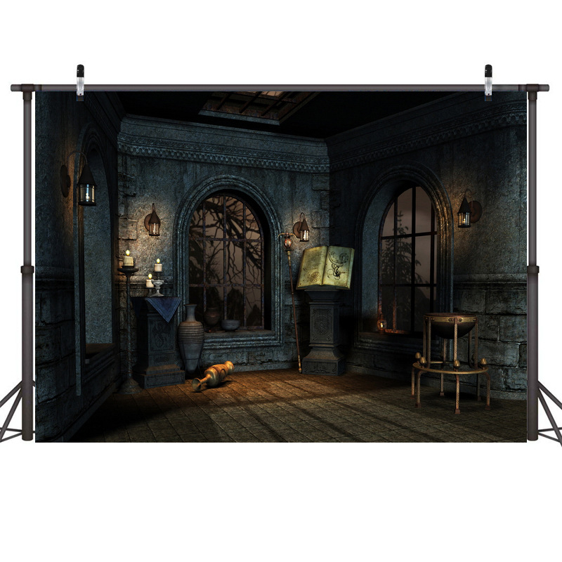 Țesătură de fundal pentru decor de Halloween, material țesătură foto, stil Halloween, potrivit pentru filmări în scenă, model W (Brand HANSHANG)