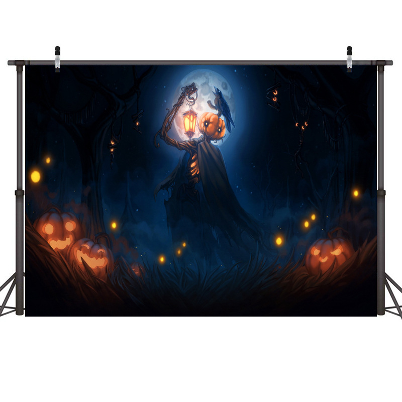 Țesătură de fundal pentru decor de Halloween, material țesătură foto, stil Halloween, potrivit pentru filmări în scenă, model W (Brand HANSHANG)