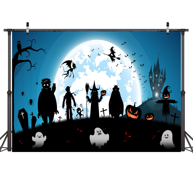 Țesătură de fundal pentru decor de Halloween, material țesătură foto, stil Halloween, potrivit pentru filmări în scenă, model W (Brand HANSHANG)