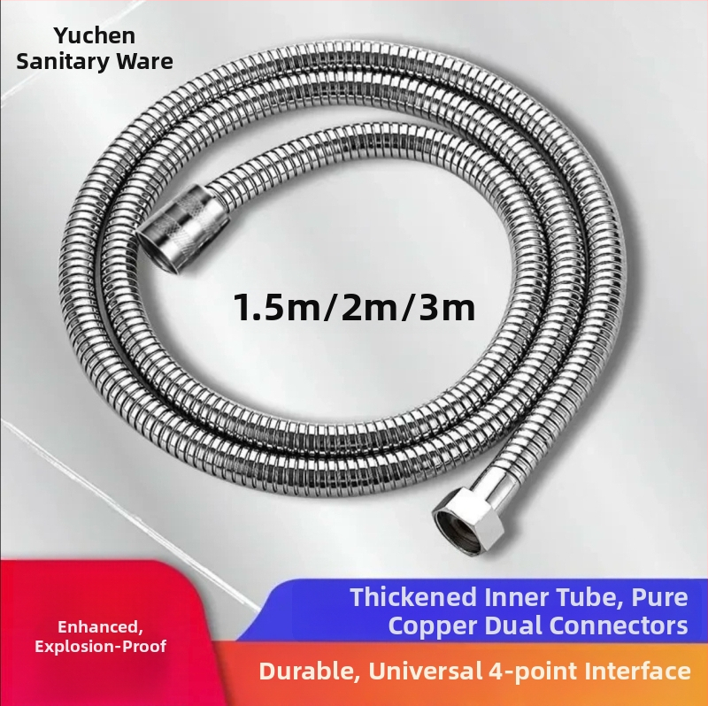 Ανοξείδωτος ντους σωλήνας, πλεγμένος, μοντέλο 201, βιδωτή σύνδεση, κανονική πίεση νερού, κανονική θερμοκρασία νερού