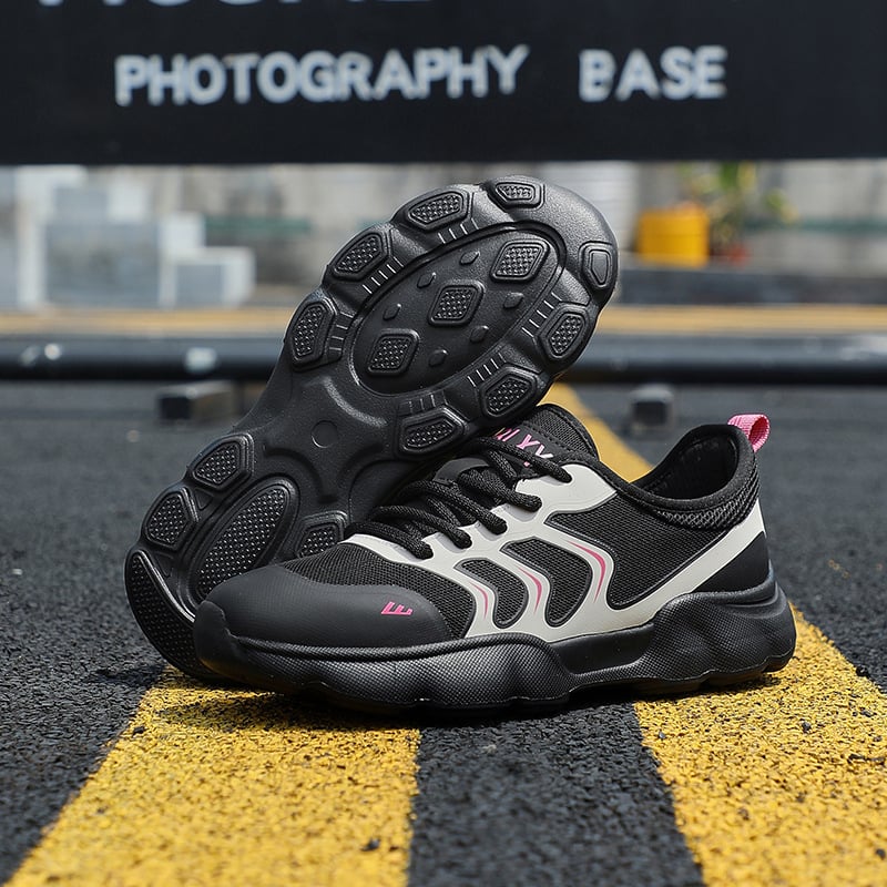 Παπούτσια μασάζ ποδιών με μαγνητική δόνηση - Δίκτυο εξωτερικά παπούτσια τρεξίματος για γυναίκες, μπροστινά κορδόνια, στρογγυλή μύτη, 3-5 cm ύψος φτέρνας, Καλοκαίρι 2025