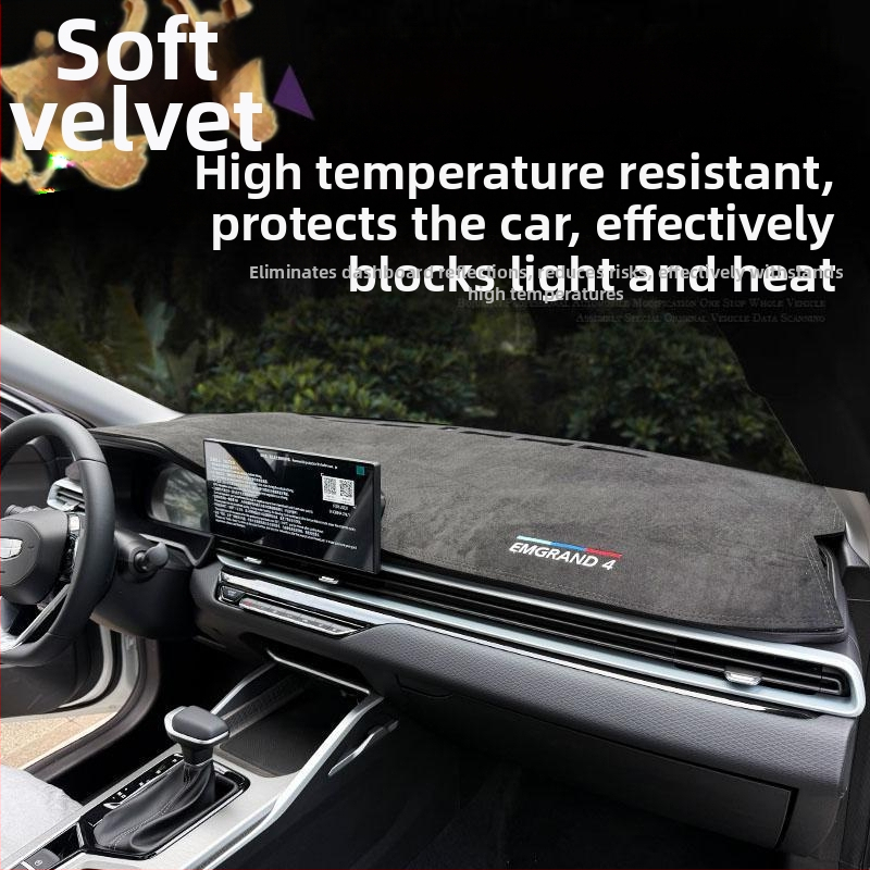 Suede materiál interiérová podložka pre centrálnu konzolu auta, svetlo-odolná, s logom značky, oficiálne licencovaná pre Emgrand Longteng štvrtej generácie (22–25)