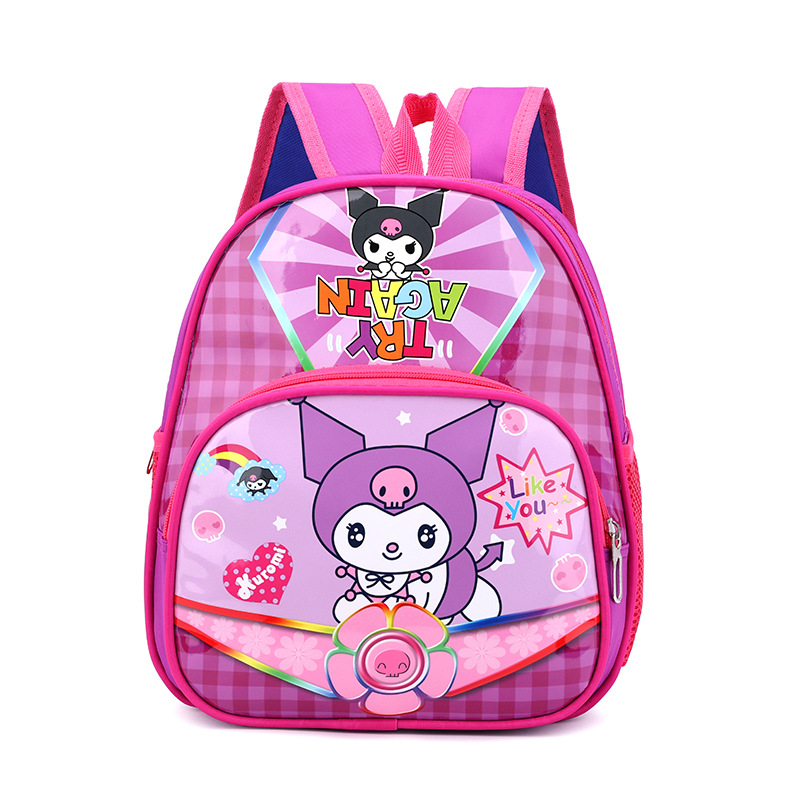 Detský batoh s dvomi ramennými popruhmi a Kuromi postavou (Materiál: nylon; Nepremokavý; Ultra ľahký; Zníženie záťaže; Vankúšové popruhy)