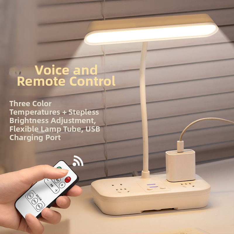 LED stolná lampa s ochranou zraku, svetlo na učenie, diaľkové ovládanie a inteligentné ovládanie, napájanie zo zásuvky 110V