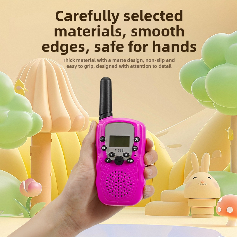 T388 Mini walkie-talkie pre deti — Kompaktný, dosah 1,5–3 km, 0,5 W výstup, 8–22 kanálov, Ni-MH 300 mAh batéria, proti rušeniu
