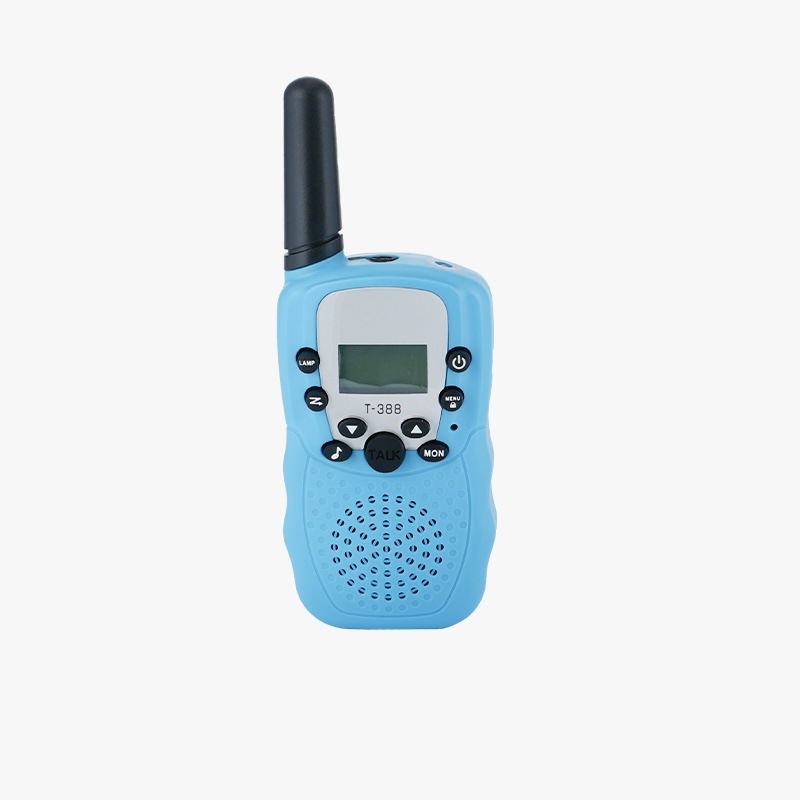 T388 Mini Walkie-Talkie gyerekeknek — Kompakt, tartomány 1,5–3 km, kimenő teljesítmény 0,5 W, 8–22 csatorna, Ni-MH 300 mAh akkumulátor, zavarvédelmi funkció