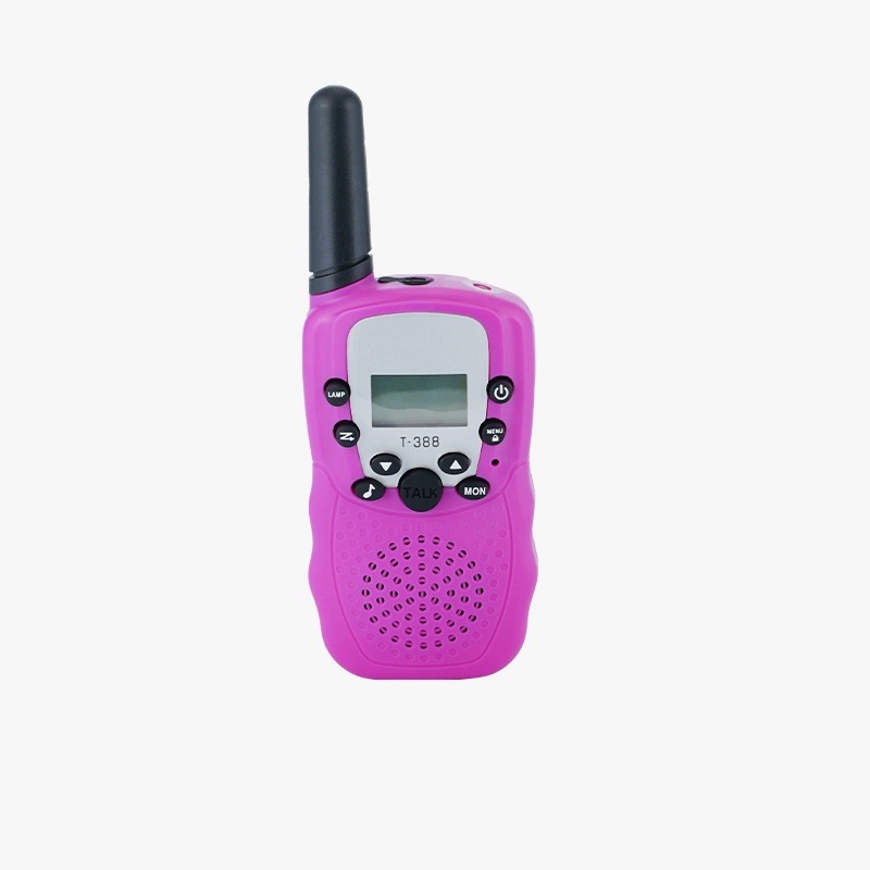 T388 Mini Walkie-Talkie gyerekeknek — Kompakt, tartomány 1,5–3 km, kimenő teljesítmény 0,5 W, 8–22 csatorna, Ni-MH 300 mAh akkumulátor, zavarvédelmi funkció
