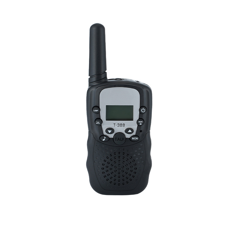 T388 Mini Walkie-Talkie gyerekeknek — Kompakt, tartomány 1,5–3 km, kimenő teljesítmény 0,5 W, 8–22 csatorna, Ni-MH 300 mAh akkumulátor, zavarvédelmi funkció