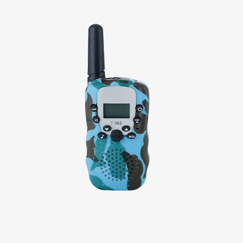 T388 Mini Walkie-Talkie gyerekeknek — Kompakt, tartomány 1,5–3 km, kimenő teljesítmény 0,5 W, 8–22 csatorna, Ni-MH 300 mAh akkumulátor, zavarvédelmi funkció