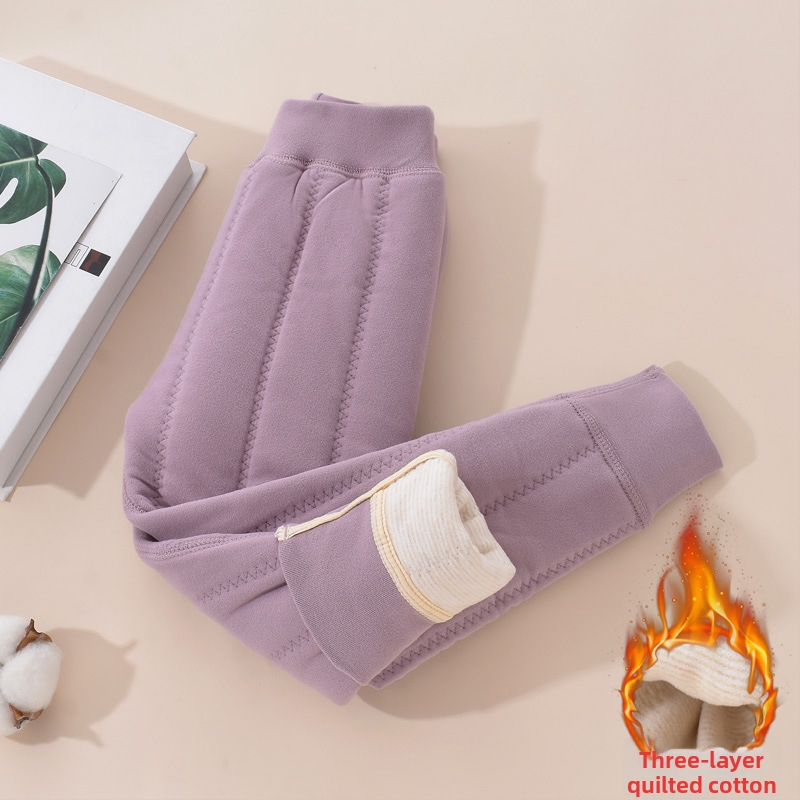 Gyerekek meleg fleece-belső nadrág téli, uniszex, középső derekú, Derong anyag, 93% poliészter, 3–8 éveseknek