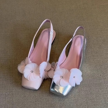 Mary Jane Slip-On sandale – kvadratni vrh prsta, gornji dio od super vlakana, podloga od ovčje kože, gumasti potplat, niski debeli potplat