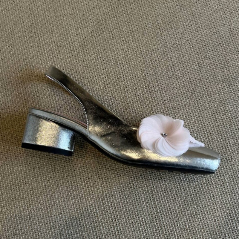 Mary Jane Slip-On sandale – kvadratni vrh prsta, gornji dio od super vlakana, podloga od ovčje kože, gumasti potplat, niski debeli potplat