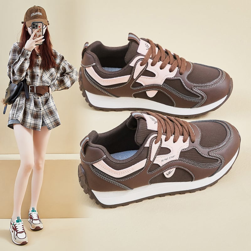 Ženski korejskog stila chunky dad shoes s podizanom potplatom 3–5 cm, PU gornji dio, prednje vezanje