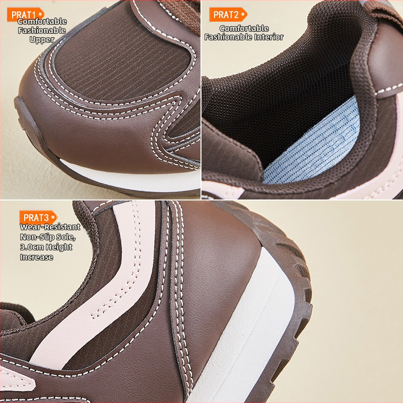 Ženski korejskog stila chunky dad shoes s podizanom potplatom 3–5 cm, PU gornji dio, prednje vezanje