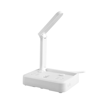 Αναδιπλούμενο φωτιστικό γραφείου με πρίζα, θύρα USB Type‑C και USB, έλεγχο φωνής και τηλεχειριστήριο