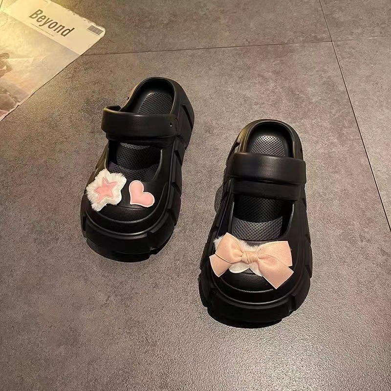 Ženske cipele u Ins stilu s debelim potplatom od PVC, mašnicom, zatvorenim prstom