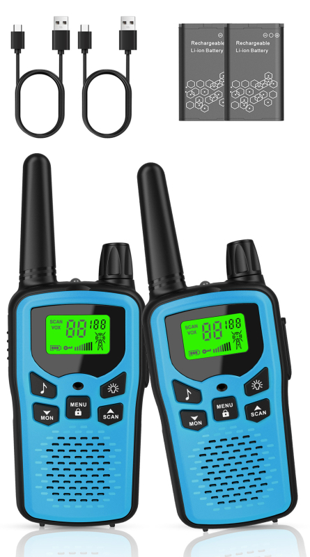 Kétirányú Walkie-Talkie interkom, 400–470 MHz, 0,5 W, 3–5 km hatótávolság, Li-ion akkumulátor 1200 mAh, kijelzővel