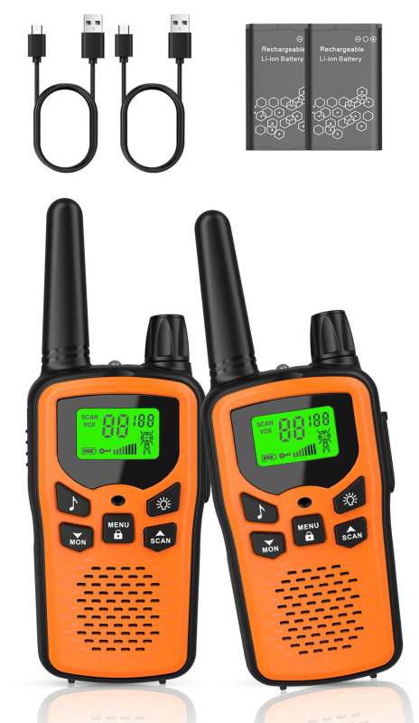Kétirányú Walkie-Talkie interkom, 400–470 MHz, 0,5 W, 3–5 km hatótávolság, Li-ion akkumulátor 1200 mAh, kijelzővel