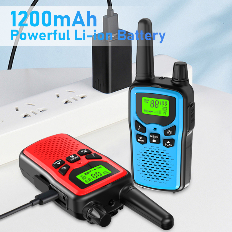 Kétirányú Walkie-Talkie interkom, 400–470 MHz, 0,5 W, 3–5 km hatótávolság, Li-ion akkumulátor 1200 mAh, kijelzővel