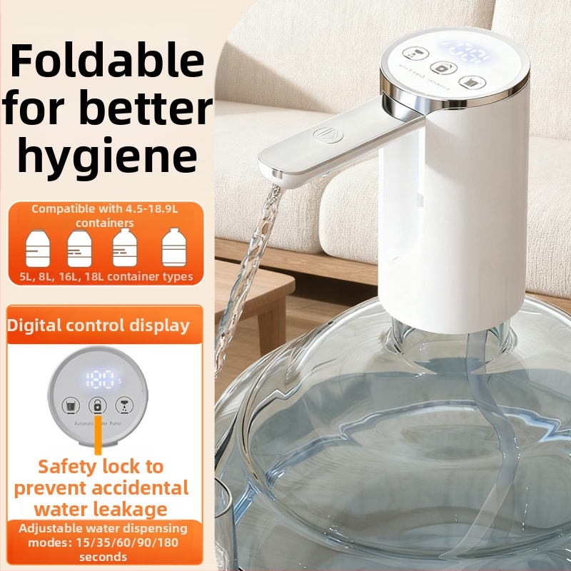 Összecsukható elektromos vízpumpa palackozott víz adagolóhoz érintőképernyős kijelzővel, modell D36, USB tápegység, 5V, 5W