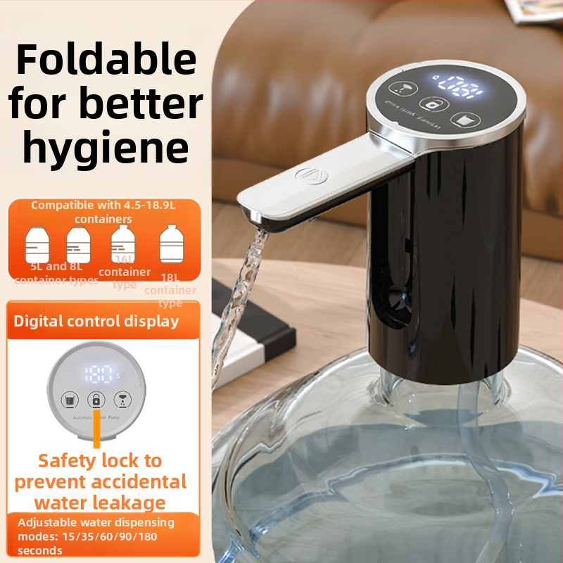 Összecsukható elektromos vízpumpa palackozott víz adagolóhoz érintőképernyős kijelzővel, modell D36, USB tápegység, 5V, 5W
