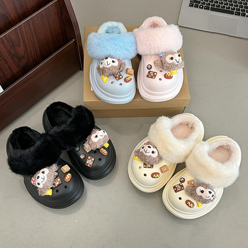 Ženske Crocs stil papuče s fleece podstavom, povećanje visine 6 cm, tople, protuklizna EVA potplata