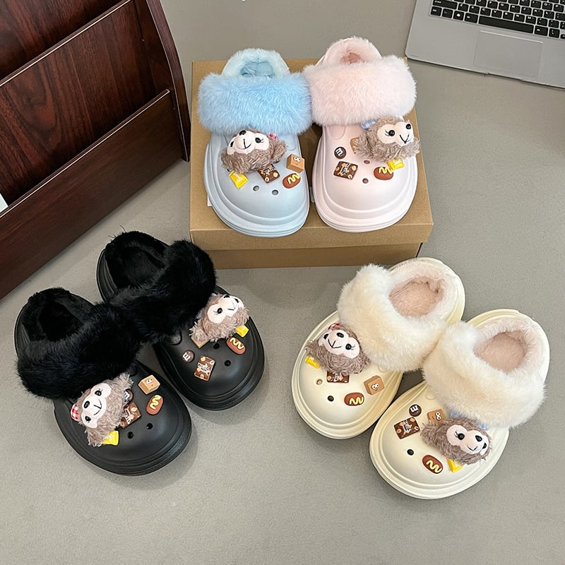 Ženske Crocs stil papuče s fleece podstavom, povećanje visine 6 cm, tople, protuklizna EVA potplata