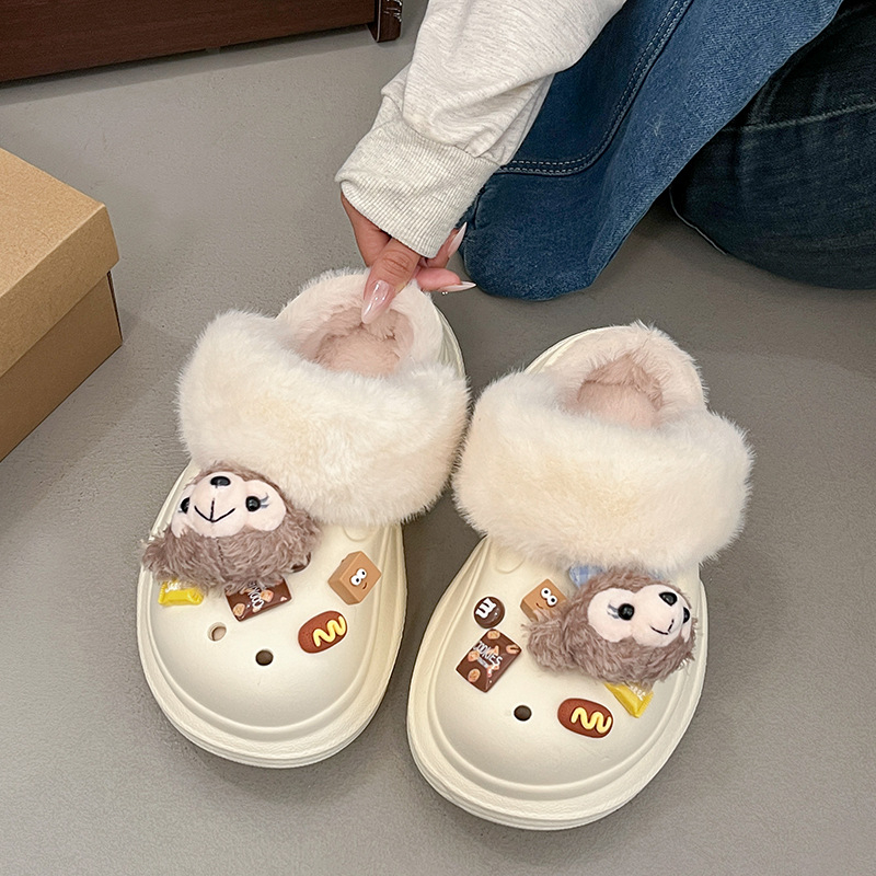 Ženske Crocs stil papuče s fleece podstavom, povećanje visine 6 cm, tople, protuklizna EVA potplata