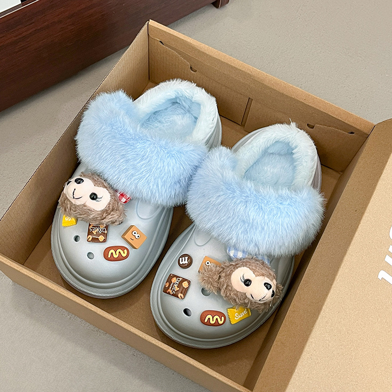 Ženske Crocs stil papuče s fleece podstavom, povećanje visine 6 cm, tople, protuklizna EVA potplata