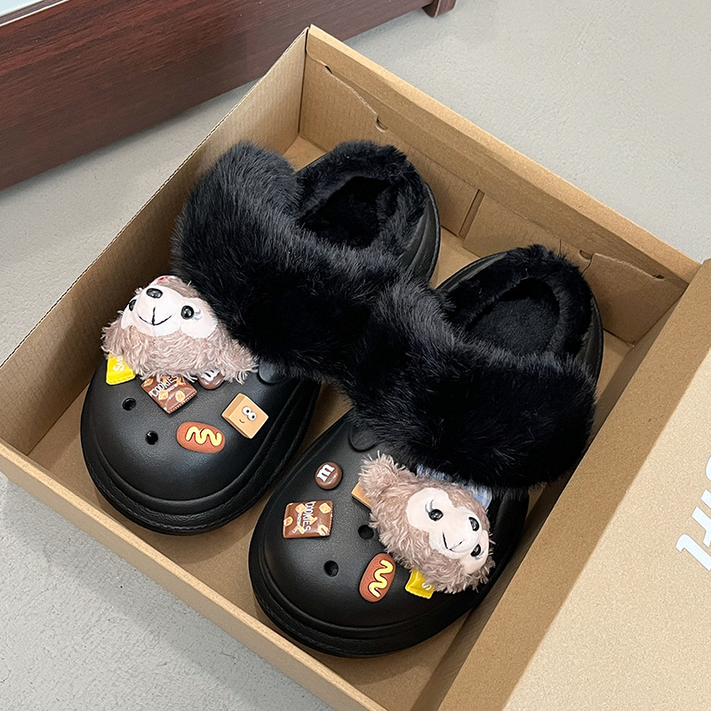 Ženske Crocs stil papuče s fleece podstavom, povećanje visine 6 cm, tople, protuklizna EVA potplata