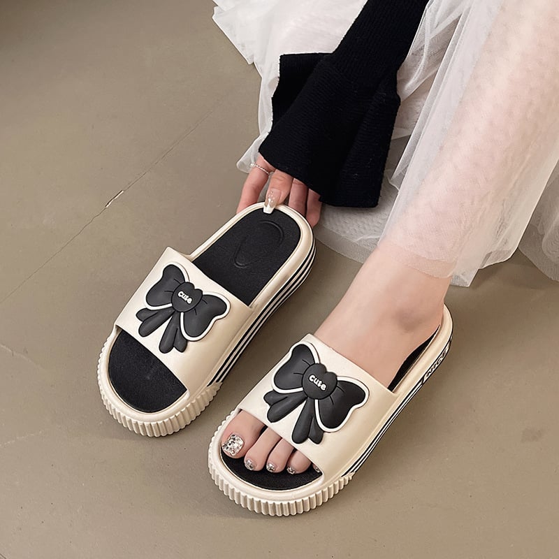 Sandale s jednim remenom od PVC, čvor leptira, karikaturni uzorak, Slip-On, ravna potplat, debljina potplata 0–3 cm