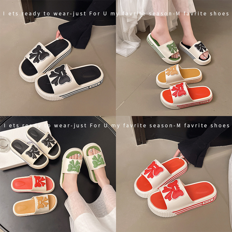 Sandale s jednim remenom od PVC, čvor leptira, karikaturni uzorak, Slip-On, ravna potplat, debljina potplata 0–3 cm