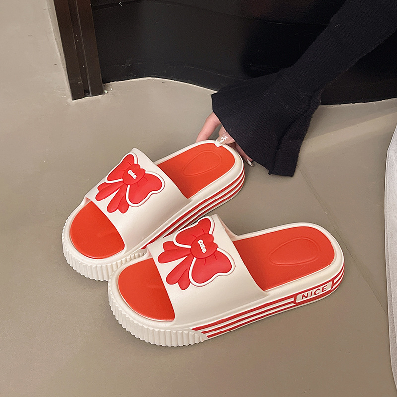 Sandale s jednim remenom od PVC, čvor leptira, karikaturni uzorak, Slip-On, ravna potplat, debljina potplata 0–3 cm