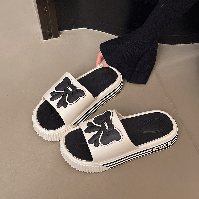 Sandale s jednim remenom od PVC, čvor leptira, karikaturni uzorak, Slip-On, ravna potplat, debljina potplata 0–3 cm
