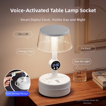 Φωτιστικό επιτραπέζιο υπνοδωματίου με φωνητικό έλεγχο, πλαστική σκιά λαμπτήρα, τροφοδοσία από πρίζα, CRI ≥95, τάση ≤36V