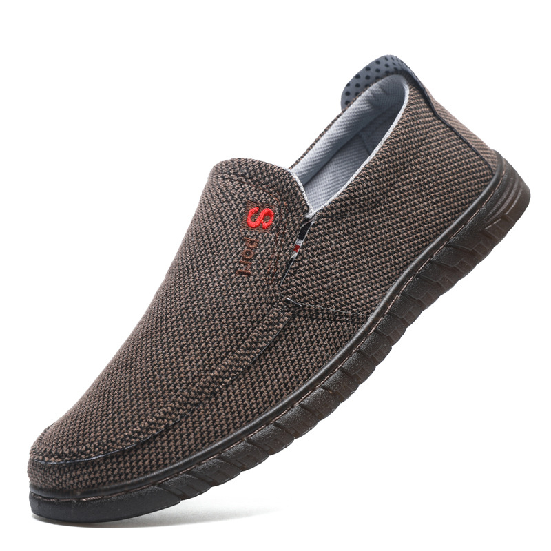 Muške slip-on tenisice od lanenog platna, okrugli vrh, niski vrh, šivanje potplata