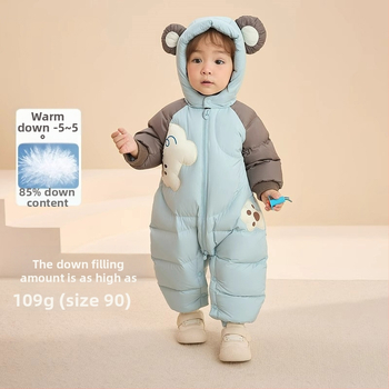 Unisex βρεφικό χειμερινό φορμάκι για το crawling, με κουκούλα, μακριά μανίκια, ίνα ακέτα με πολυεστέρα