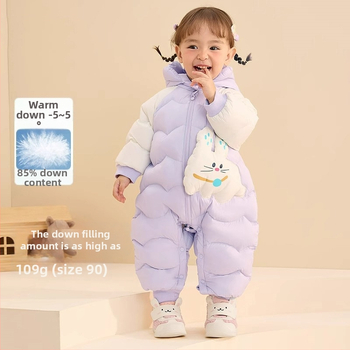 Unisex βρεφικό χειμερινό φορμάκι για το crawling, με κουκούλα, μακριά μανίκια, ίνα ακέτα με πολυεστέρα