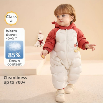 Unisex βρεφικό χειμερινό φορμάκι για το crawling, με κουκούλα, μακριά μανίκια, ίνα ακέτα με πολυεστέρα