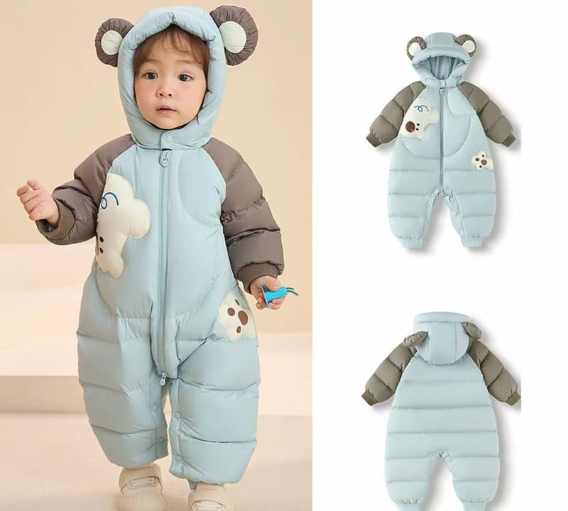 Unisex βρεφικό χειμερινό φορμάκι για το crawling, με κουκούλα, μακριά μανίκια, ίνα ακέτα με πολυεστέρα