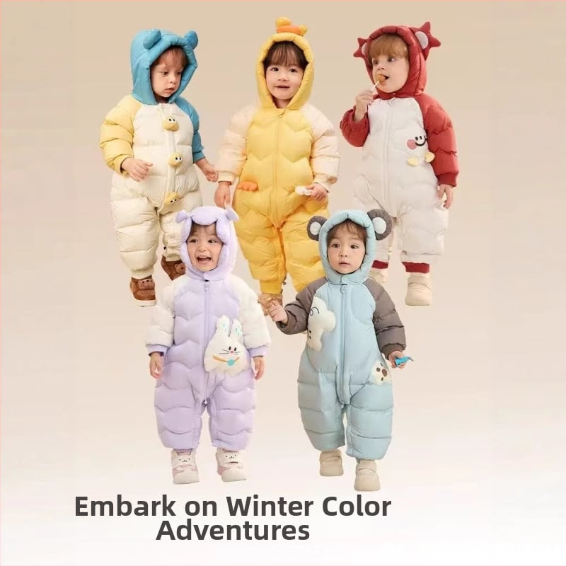 Unisex βρεφικό χειμερινό φορμάκι για το crawling, με κουκούλα, μακριά μανίκια, ίνα ακέτα με πολυεστέρα