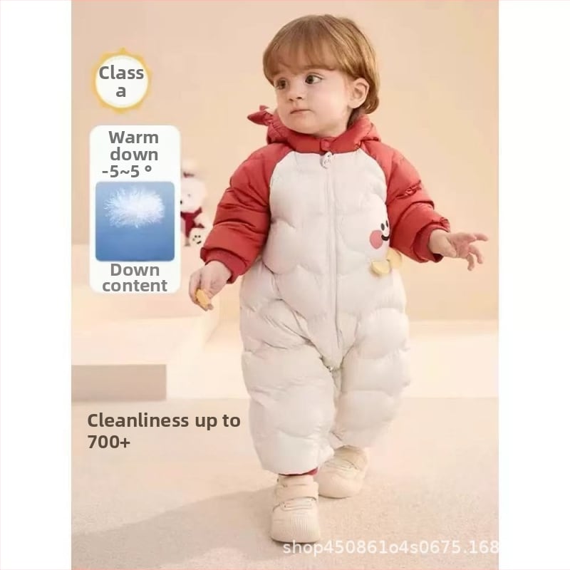 Unisex βρεφικό χειμερινό φορμάκι για το crawling, με κουκούλα, μακριά μανίκια, ίνα ακέτα με πολυεστέρα