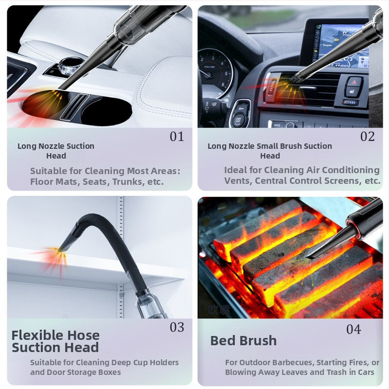 Aspirator auto fără fir – portabil, aspirație 5300 Pa, putere 60 W, autonomie baterie 17 min, reîncărcabil