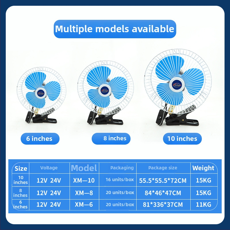 Automobilski ventilator s klipom, širokokutna oscilirajuća glava, 20W plastični